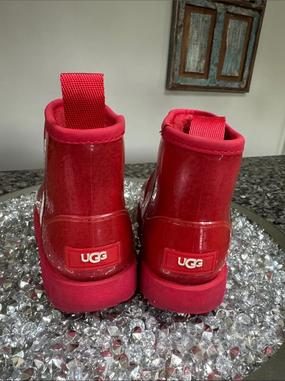 UGG Kids Red Glossy Waterproof ankle Boot EUC 13